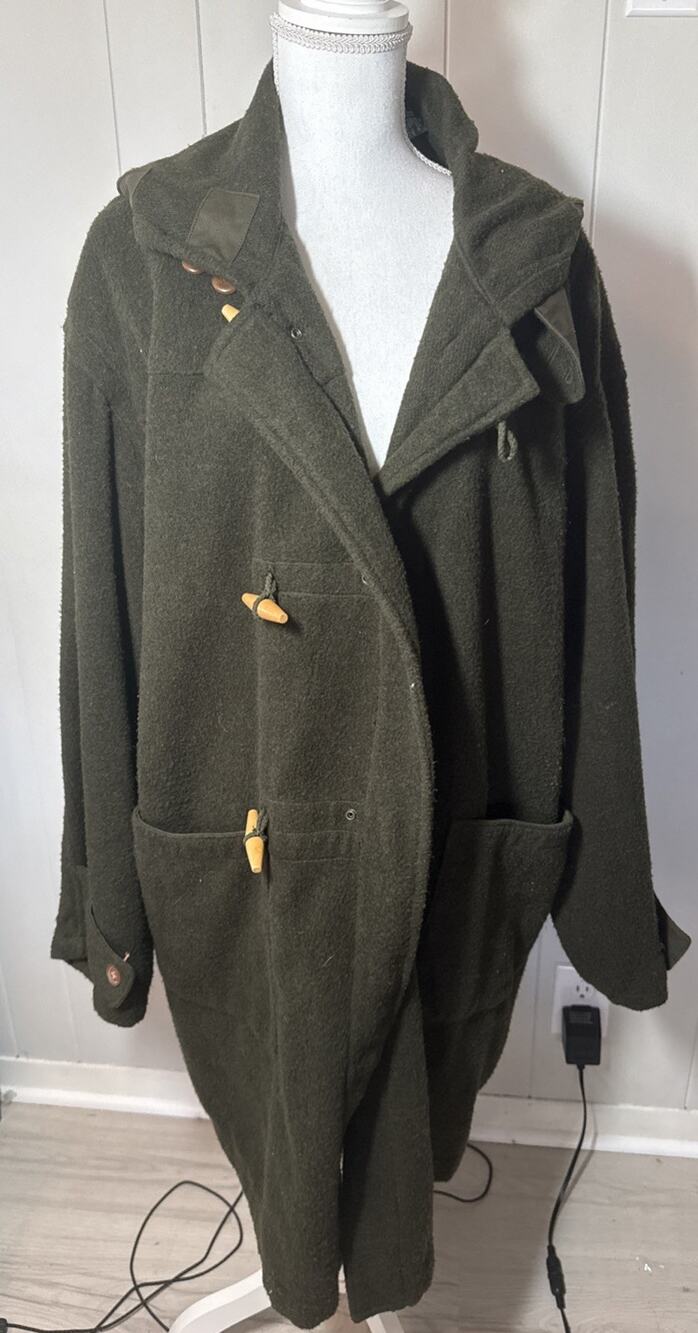 Rare American Eagle Jacket Mens Large Green Toggle Duffle Hooded Hong Kong